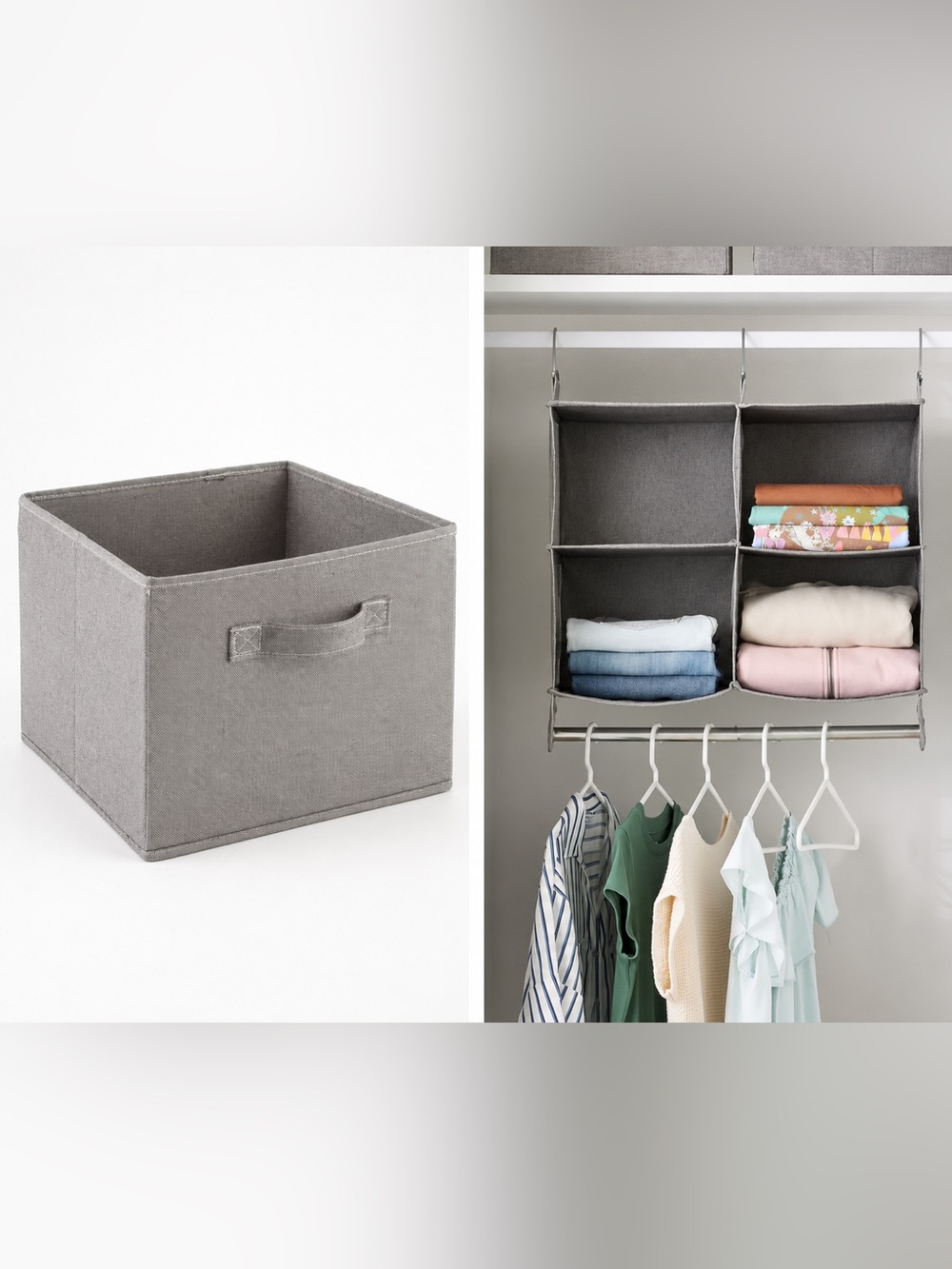 The Container Store Foldable Fabric Storage Cubes Set of 4 Gray
